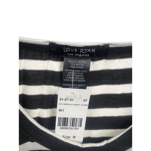 Love Ryan Women's New Striped Black White Short Sleeve T-Shirt M Nautical New St - Picture 4 of 7